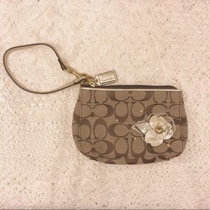 Coach Wristlet with Floral Appliqué